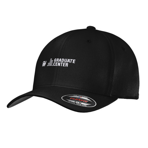 Black Flexfit Structured Low Profile Hat-Graduate Center Wordmark