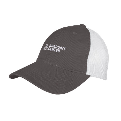 Charcoal/White Mesh Back Unstructured Low Profile Hat-Graduate Center Wordmark