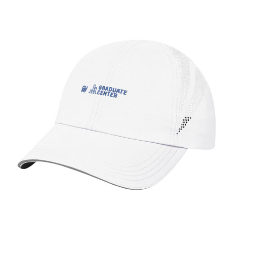 Womens White Performance Cap-Graduate Center Wordmark