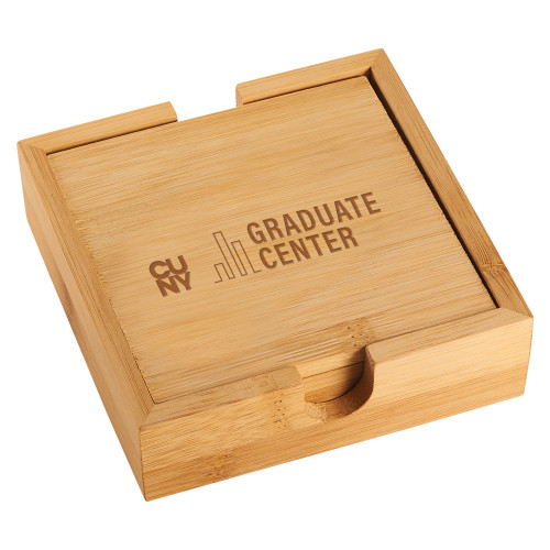 Bamboo Coaster Set-Graduate Center Wordmark Engraved