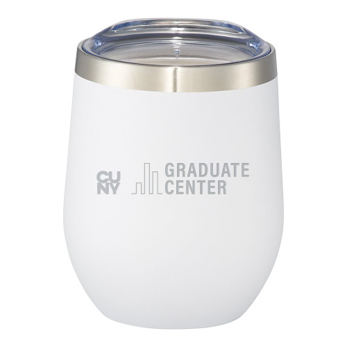 Corzo Vacuum Insulated White Cup 12oz-Graduate Center Wordmark Engraved