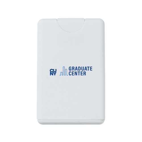 White .66 oz Card Shape Hand Sanitizer-Graduate Center Wordmark