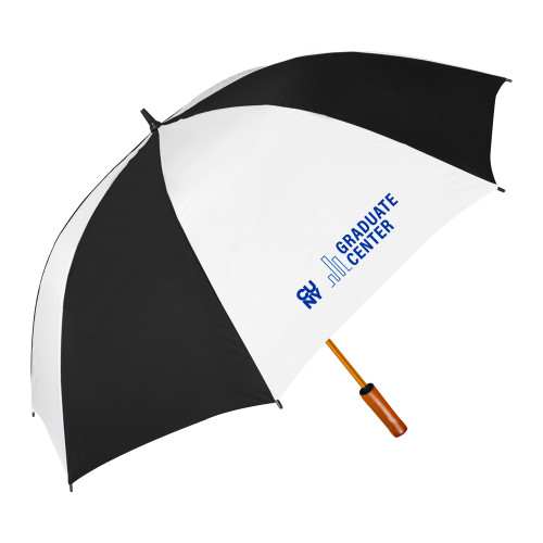 64 Inch Black/White Umbrella-Graduate Center Wordmark