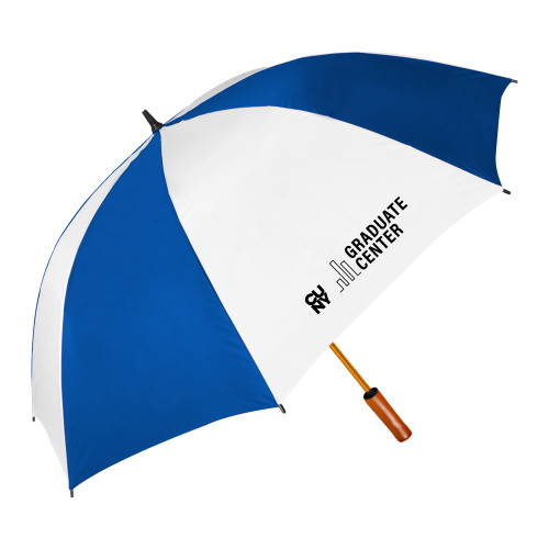 64 Inch Royal/White Umbrella-Graduate Center Wordmark