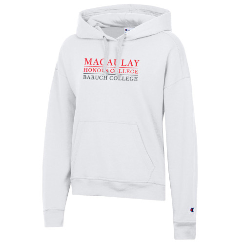 Champion Womens White Powerblend Pullover Hood-Macaulay Honors College - Baruch College