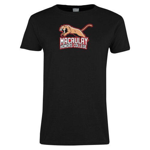 Womens Black Short Sleeve Tee-Macaulay Mountain Lion