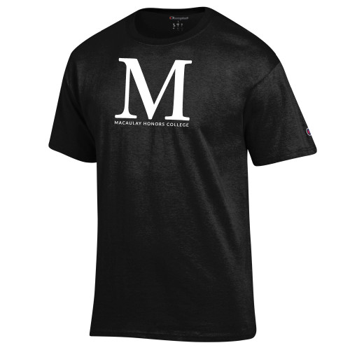 Champion Black T Shirt-Lettered Macaulay Honors