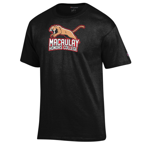 Champion Black T Shirt-Macaulay Mountain Lion