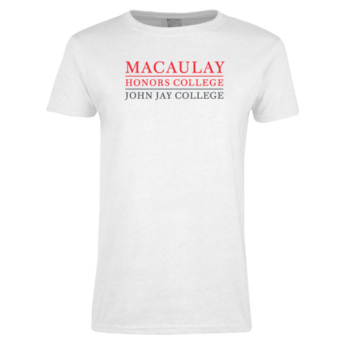 Womens White Short Sleeve Tee-Macaulay Honors College - John Jay College
