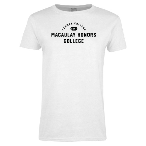Womens White Short Sleeve Tee-CUNY Macaulay Honors College - Lehman College