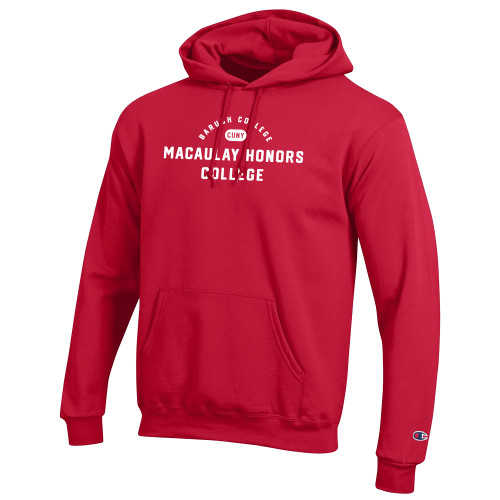Champion Scarlet Red Fleece Hoodie-CUNY Macaulay Honors College - Baruch College
