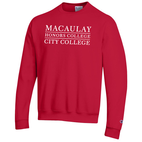 Champion Scarlet Red Fleece Crew-Macaulay Honors College - City College