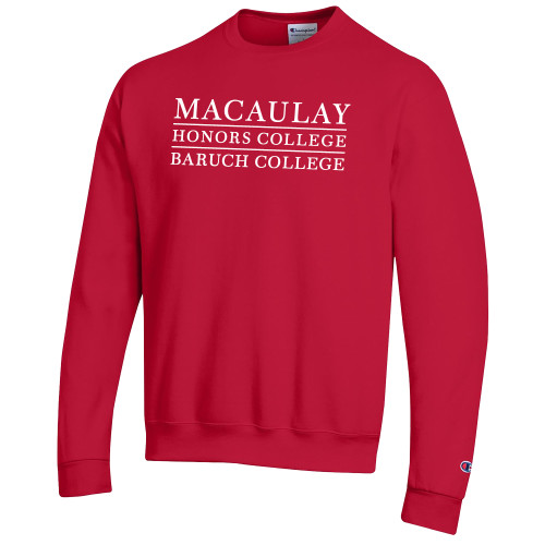 Champion Scarlet Red Fleece Crew-Macaulay Honors College - Baruch College