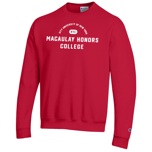 Champion Scarlet Red Fleece Crew-CUNY Macaulay Honors College - City University