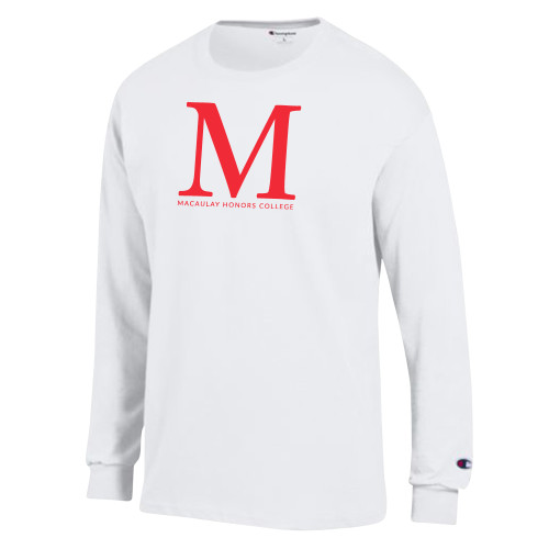 Champion White Long Sleeve T Shirt-Lettered Macaulay Honors
