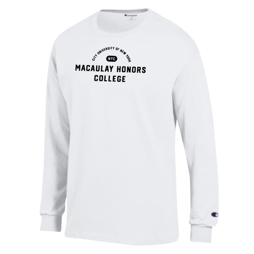Champion White Long Sleeve T Shirt-CUNY Macaulay Honors College - City University