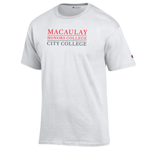Champion White T Shirt-Macaulay Honors College - City College