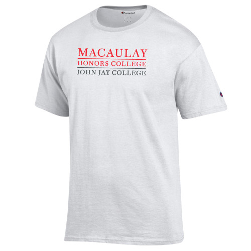 Champion White T Shirt-Macaulay Honors College - John Jay College