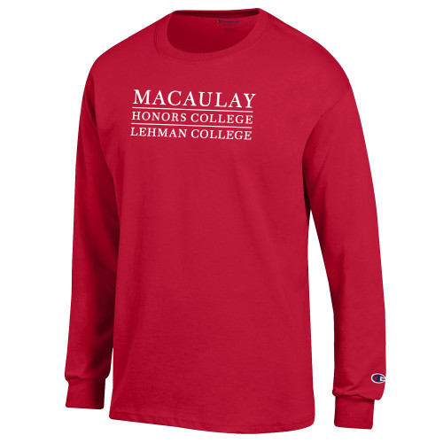 Champion Red Long Sleeve T Shirt-Macaulay Honors College - Lehman College