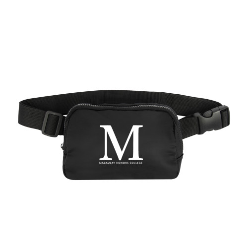 College Anywhere Black Belt Bag-Lettered Macaulay Honors
