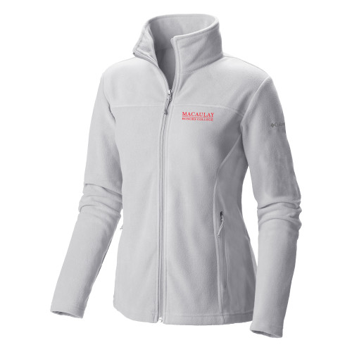 College Columbia Womens Full Zip White Fleece Jacket-Primary Mark