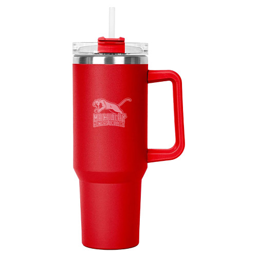 Hippo Red Mug & Straw Lid with Twist Closure 40 oz-Macaulay Mountain Lion Engraved