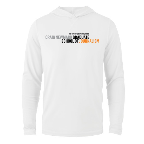 White Long Sleeve Hooded Tee-Primary Logo