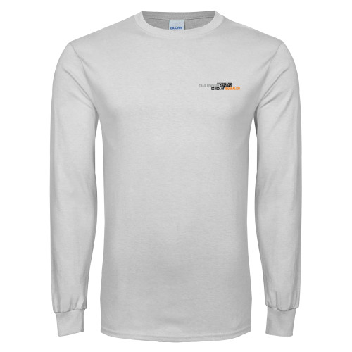 White Long Sleeve T Shirt-Primary Logo