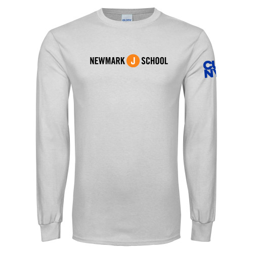 White Long Sleeve T Shirt-Short Logo Circle