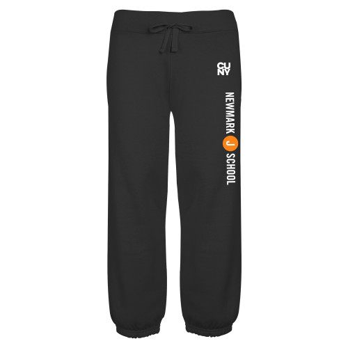 ENZA Womens Black Banded Fleece Capri-CUNY Logo