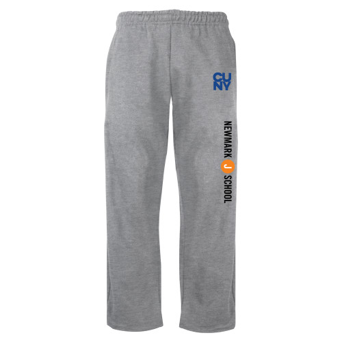 Grey Fleece Open Bottom Pant-CUNY Logo