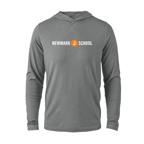 Grey Heather Long Sleeve Hooded Tee-Short Logo Circle