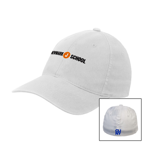 White Flexfit Structured Low Profile Hat-Short Logo Circle