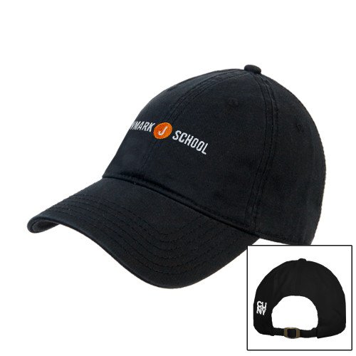 Black Unstructured Adjustable Low Profile Hat-Cap Front