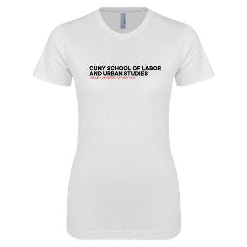 Next Level Womens White Boyfriend Tee-SLU Logotype