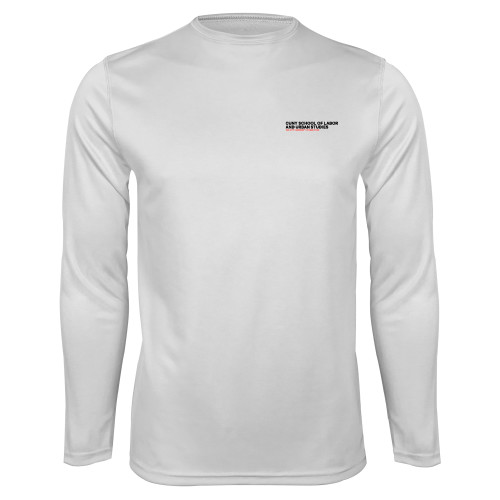 White Performance Long Sleeve Shirt-SLU Logotype