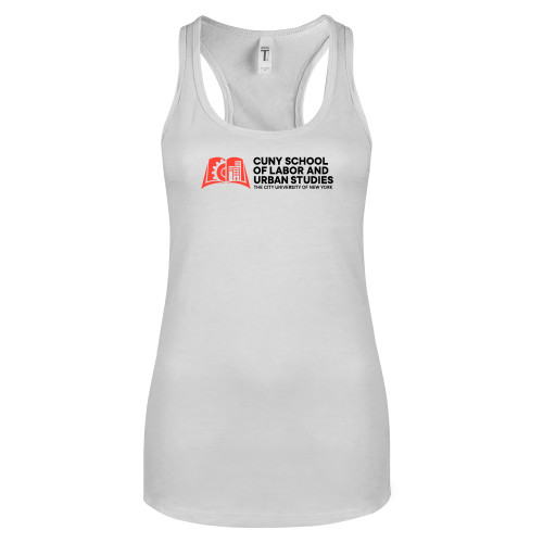 Next Level Racerback Tank White-SLU CUNY Stacked