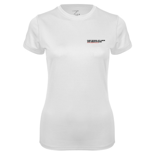 Womens White Performance Tee-SLU Logotype