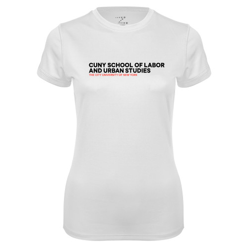 Womens White Performance Tee-SLU Logotype