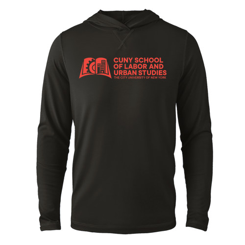 Black Long Sleeve Hooded Tee-SLU CUNY Stacked