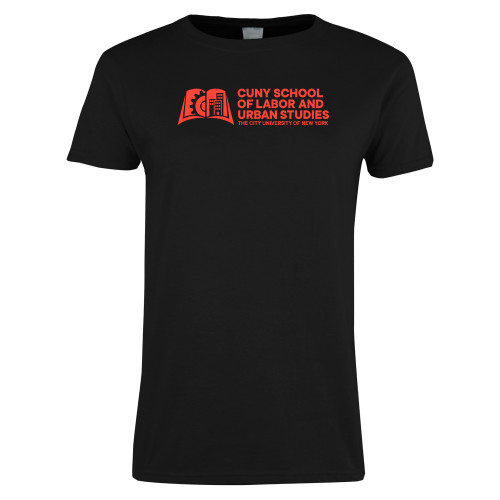 Womens Black Short Sleeve Tee-SLU CUNY Stacked