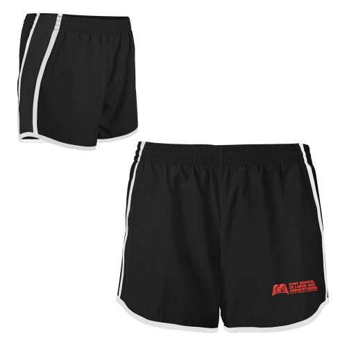 Womens Black/White Team Short-SLU CUNY Stacked