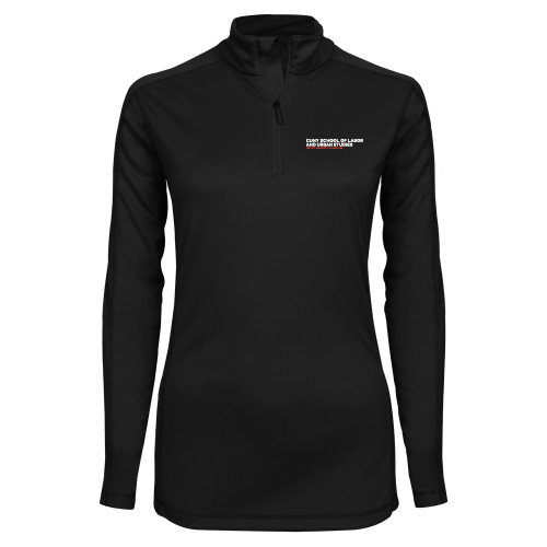 Syntrel Womens Black Interlock 1/4 Zip-SLU Logotype
