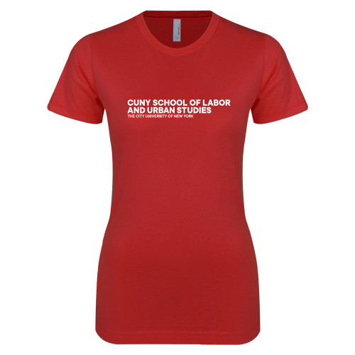 Next Level Womens Red Boyfriend Tee-SLU Logotype