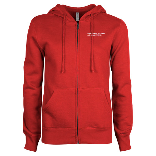 ENZA Womens Red Fleece Full Zip Hoodie-SLU Logotype