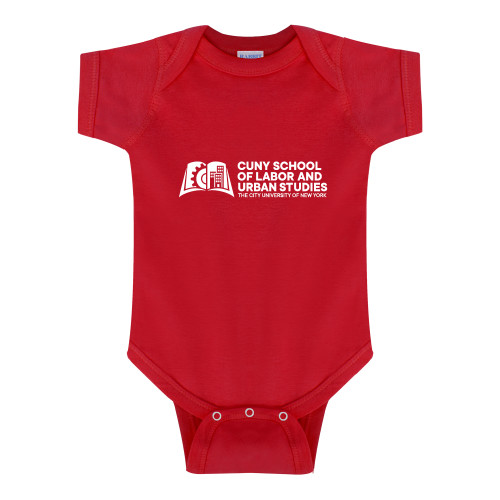 Red Infant Onesie-SLU CUNY Stacked