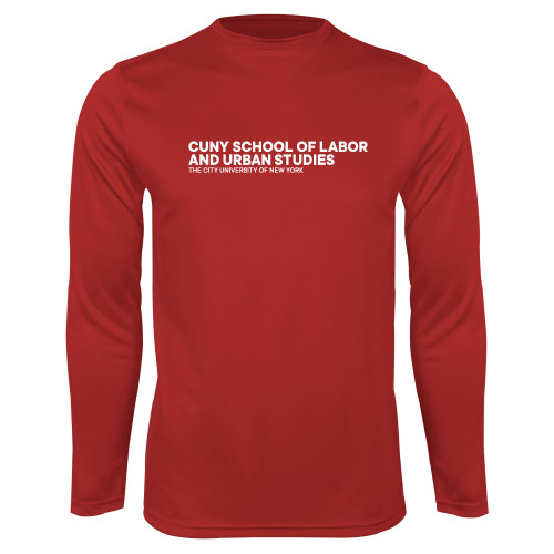 Red Performance Long Sleeve Shirt-SLU Logotype