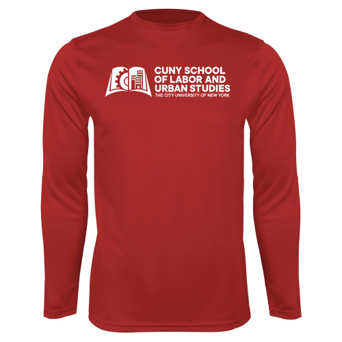 Red Performance Long Sleeve Shirt-SLU CUNY Stacked
