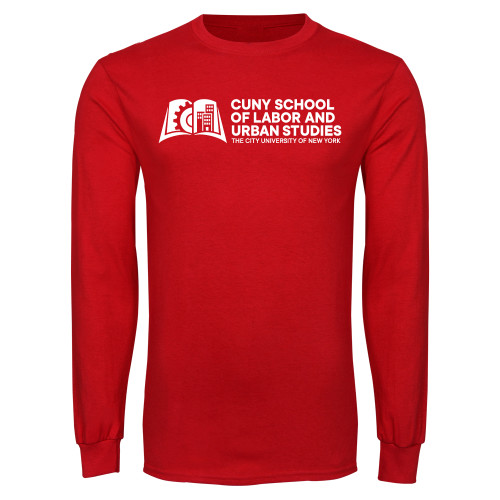 Red Long Sleeve T Shirt-SLU CUNY Stacked