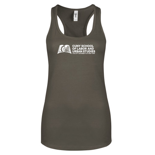 Next Level Womens Charcoal Racerback Tank-SLU CUNY Stacked